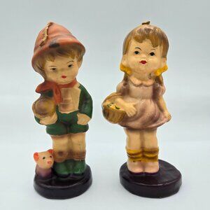 Vintage Hummel Type Boy and Girl Candle Retro 70s